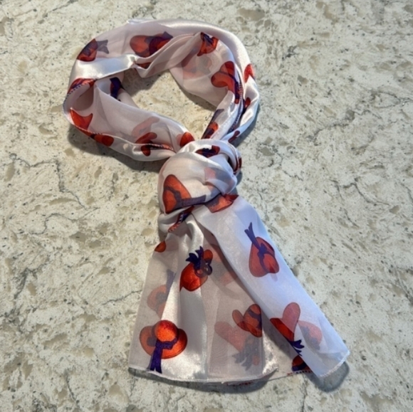 Oscar de la Renta Accessories - Red and Purple Hat Print Scarf